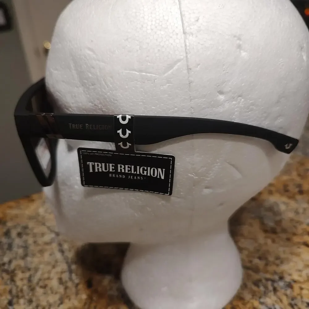 True Religion Sunglasses Mens Black Red Shield Oversized UV Protection TRM1799
